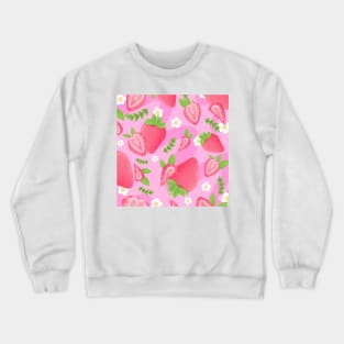 strawberries and flowers pattern Crewneck Sweatshirt